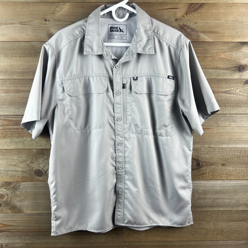 Eddie Bauer Mens Shirt Woven Tech‎ Short Sleeve Button Up Performance Medium